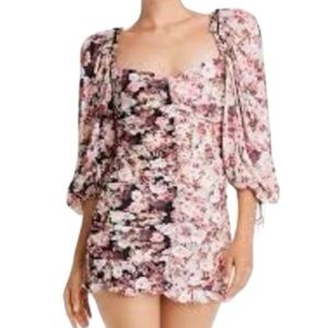 For Love and Lemons Houston ruched mini floral dress